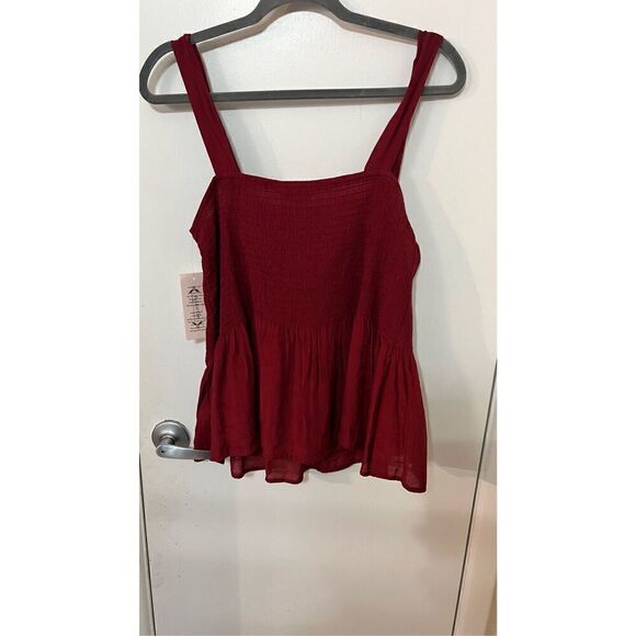 Nanette Lepore Burgundy Gauze Tank Crop Top Womens SZ  M New - Picture 7 of 11